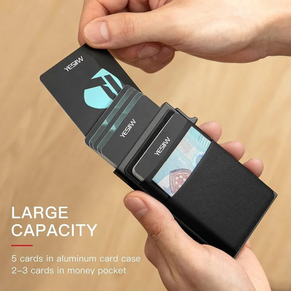 Pop up Card Holder RFID Blocking Minimalist Business Credit Card Wallet